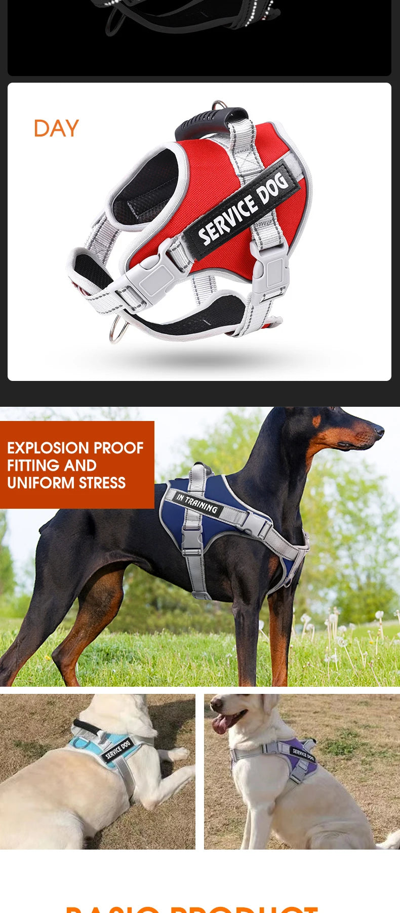 Service Dog Vest Harness – No Pull Large Dog Control Strap