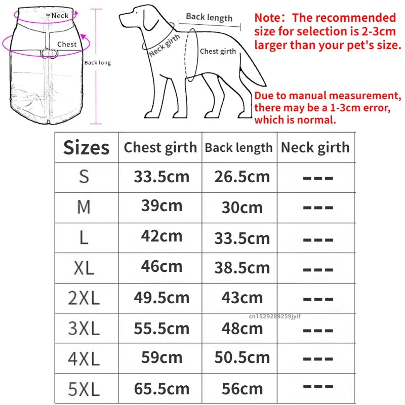 Waterproof Winter Dog Coat – Padded Warm Vest Jacket for All Sizes