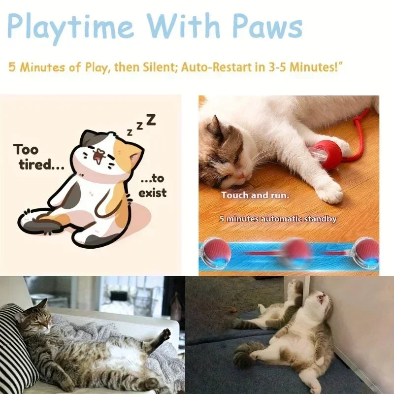 Rechargeable Interactive Cat Toy Ball – Automatic Rolling Pet Toy with Tail