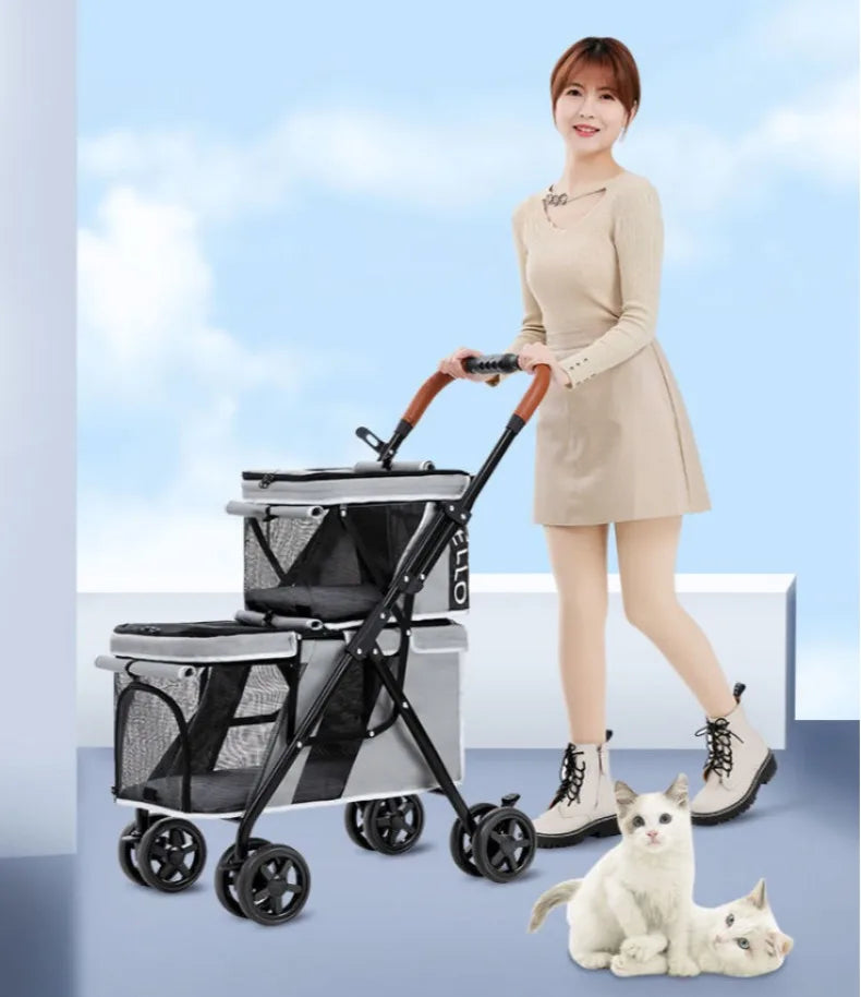 Portable Pet Stroller with Wheels