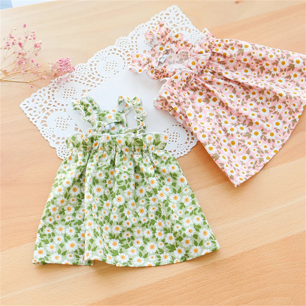 Summer Cotton Cat & Small Dog Suspender Dress – Floral Princess Outfit