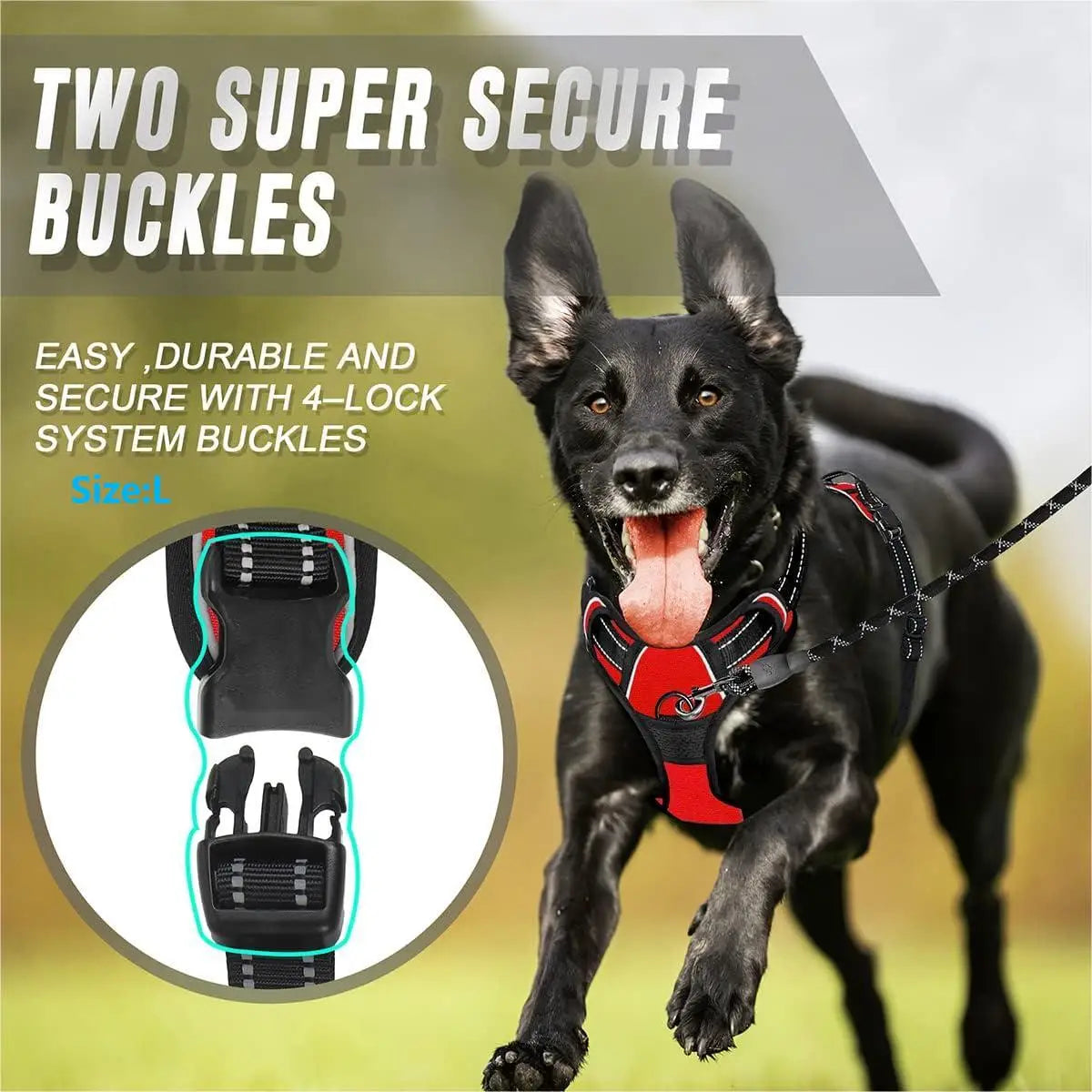 No-Pull Dog Harness – Reflective Front Clip with Control Handle