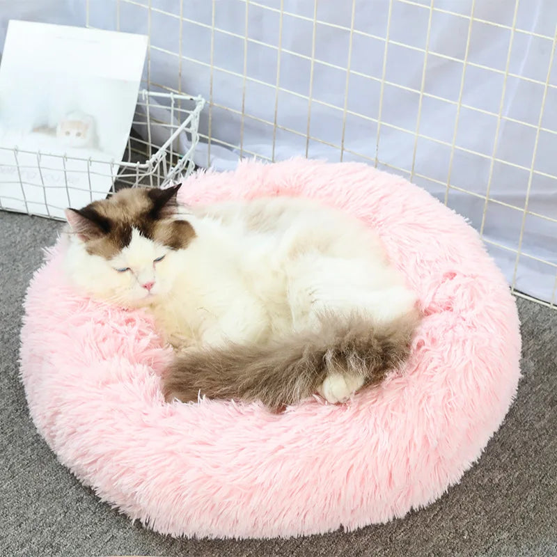 Super Soft Plush Cat Bed – Washable Donut Bed for All Cats