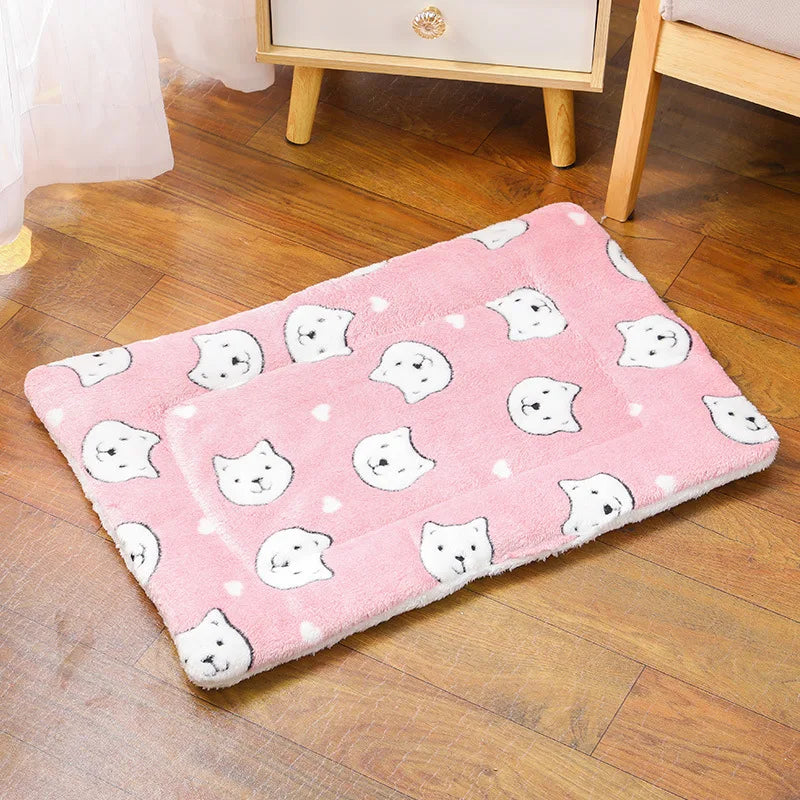 Flannel Pet Sleeping Mat – Thick Dog & Cat Bed