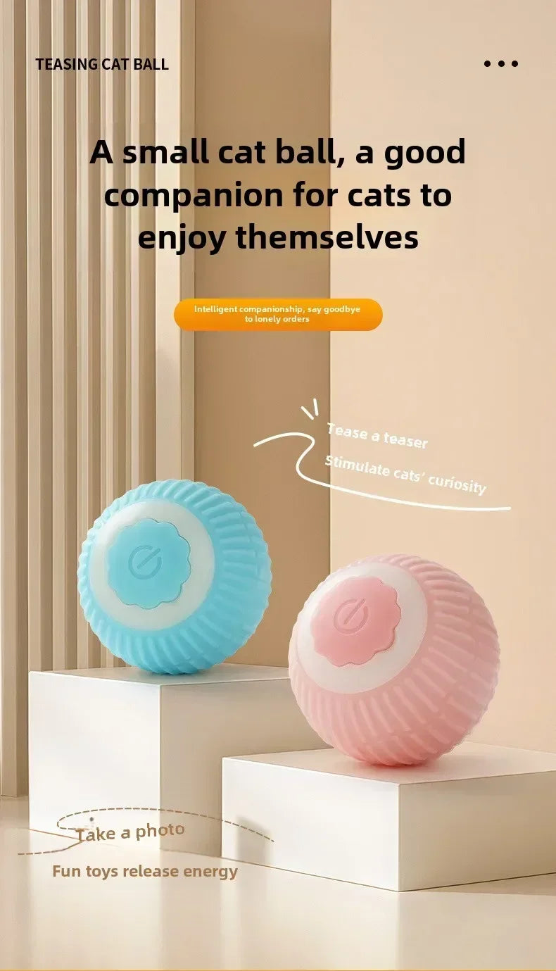 Rechargeable Interactive Cat Toy Ball – Automatic Rolling Pet Toy with Tail