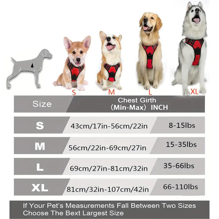 No-Pull Dog Harness – Reflective Front Clip with Control Handle