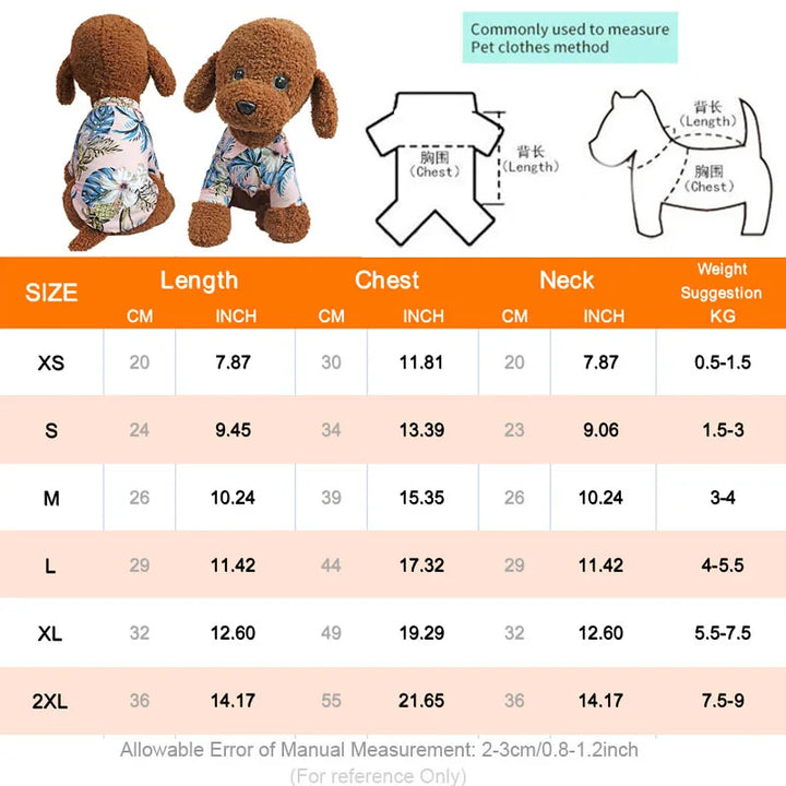 Hawaiian Dog Shirt – Summer T-Shirt Outfit for Small & Medium Dogs