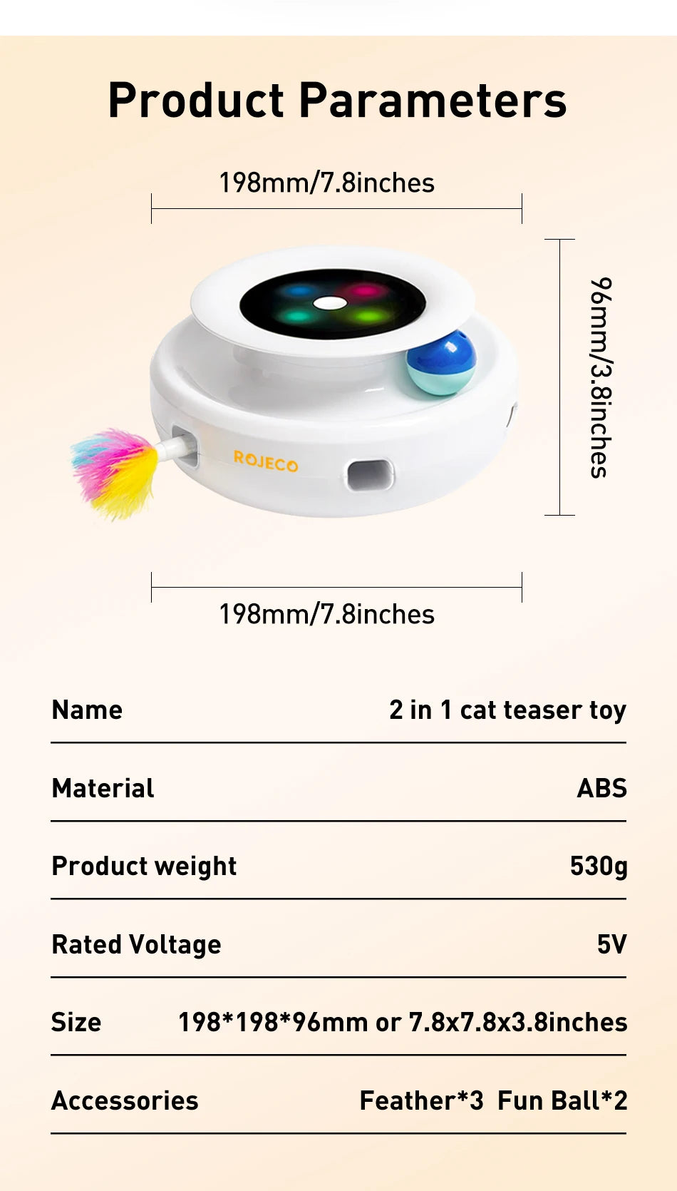 ROJECO 2-in-1 Smart Cat Toy Set