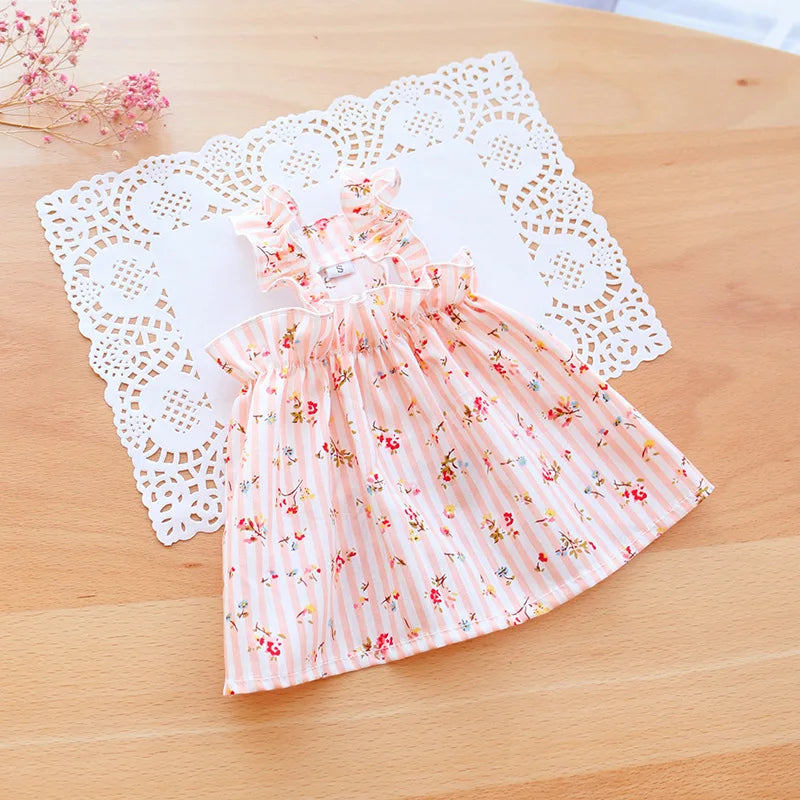 Summer Cotton Cat & Small Dog Suspender Dress – Floral Princess Outfit