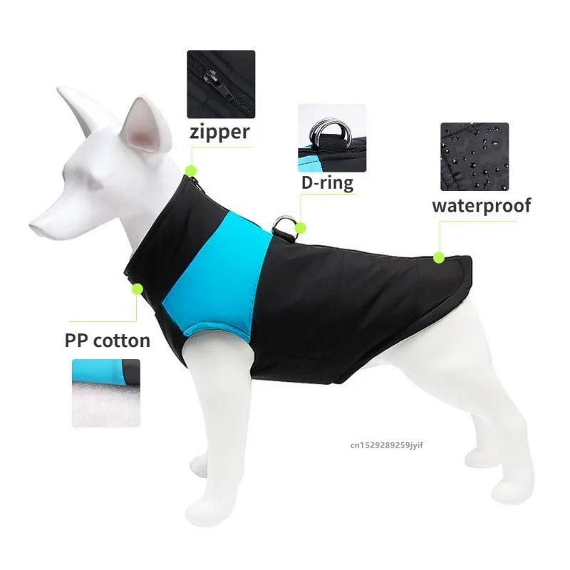 Waterproof Winter Dog Coat – Padded Warm Vest Jacket for All Sizes