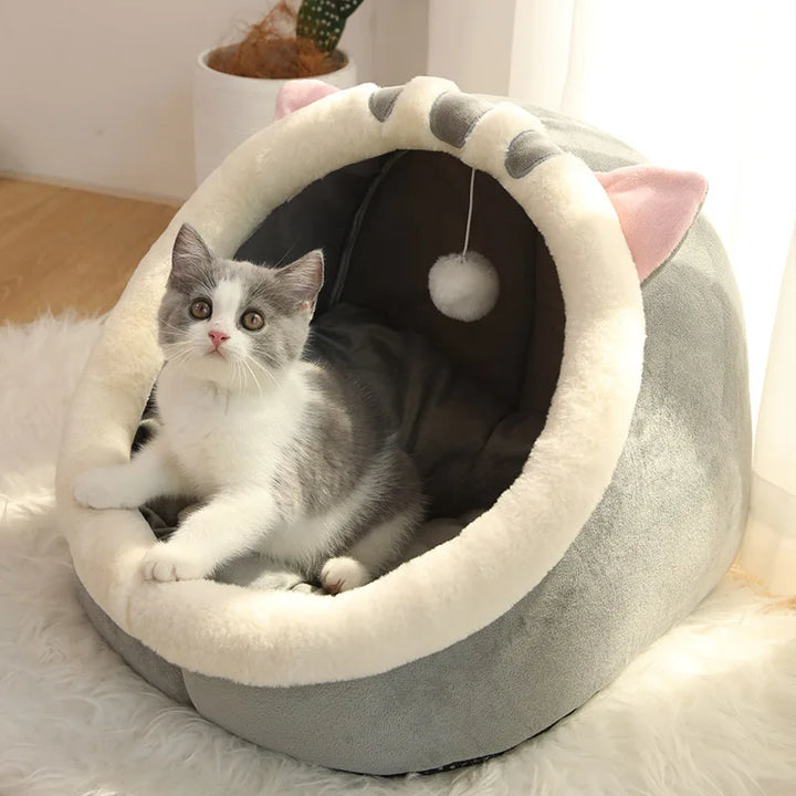 Deep Sleep Cartoon Cat Bed – Foldable & Washable Pet Cave