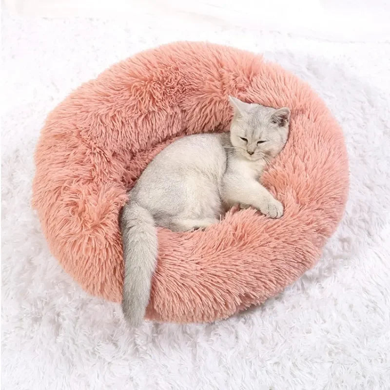 Super Soft Plush Cat Bed – Washable Donut Bed for All Cats