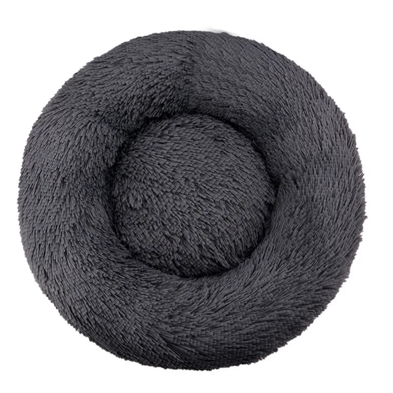 Round Plush Pet Bed – Warm Washable Dog & Cat Sofa