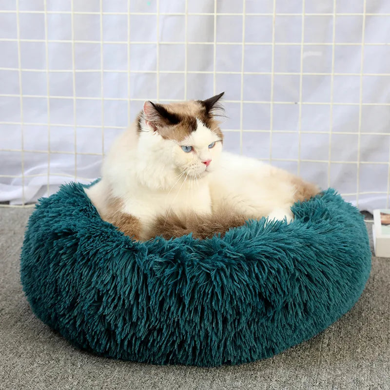 Super Soft Plush Cat Bed – Washable Donut Bed for All Cats