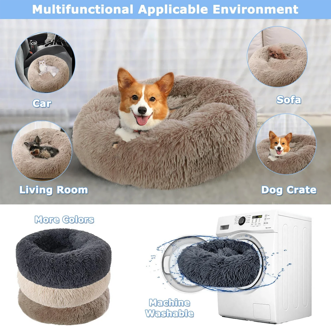 Super Soft Plush Cat Bed – Washable Donut Bed for All Cats