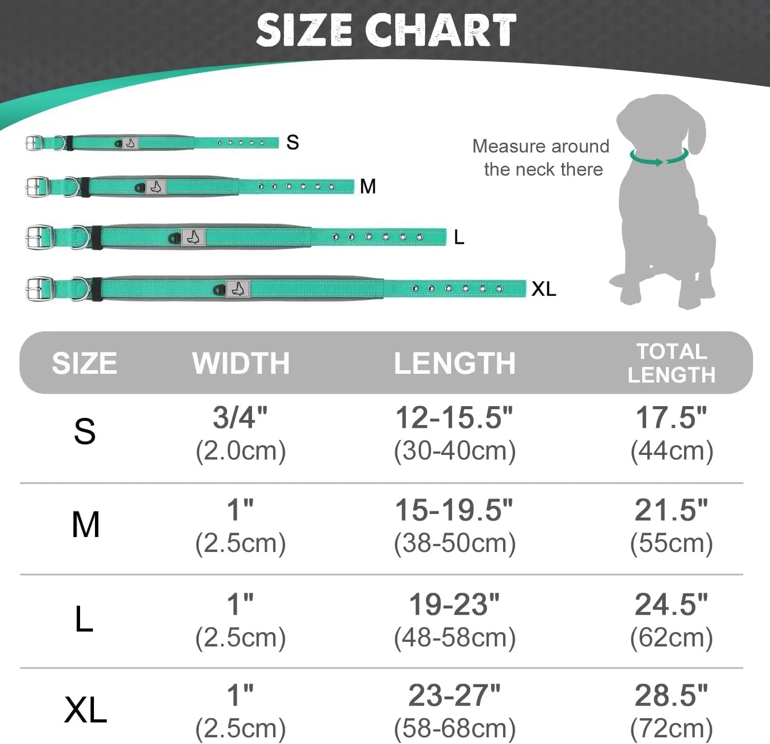 Padded Reflective Dog Collar – Adjustable Nylon Neoprene for All Sizes