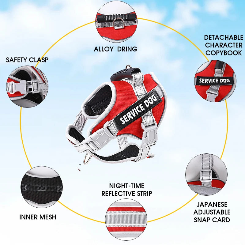 Service Dog Vest Harness – No Pull Large Dog Control Strap