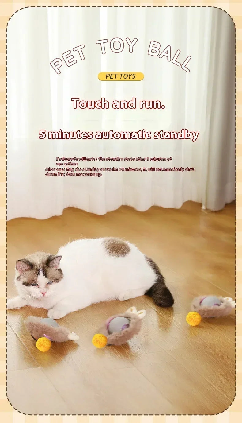 Rechargeable Interactive Cat Toy Ball – Automatic Rolling Pet Toy with Tail