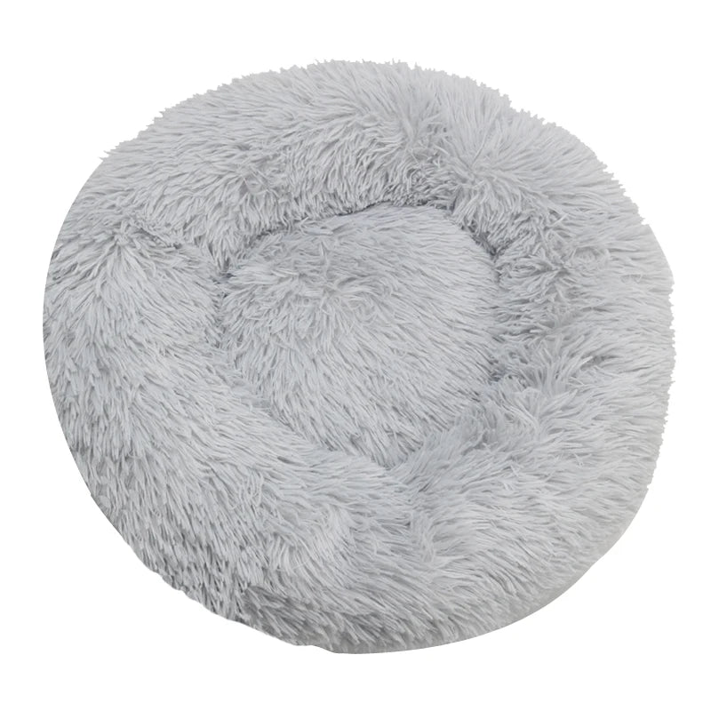 Round Plush Pet Bed – Warm Washable Dog & Cat Sofa