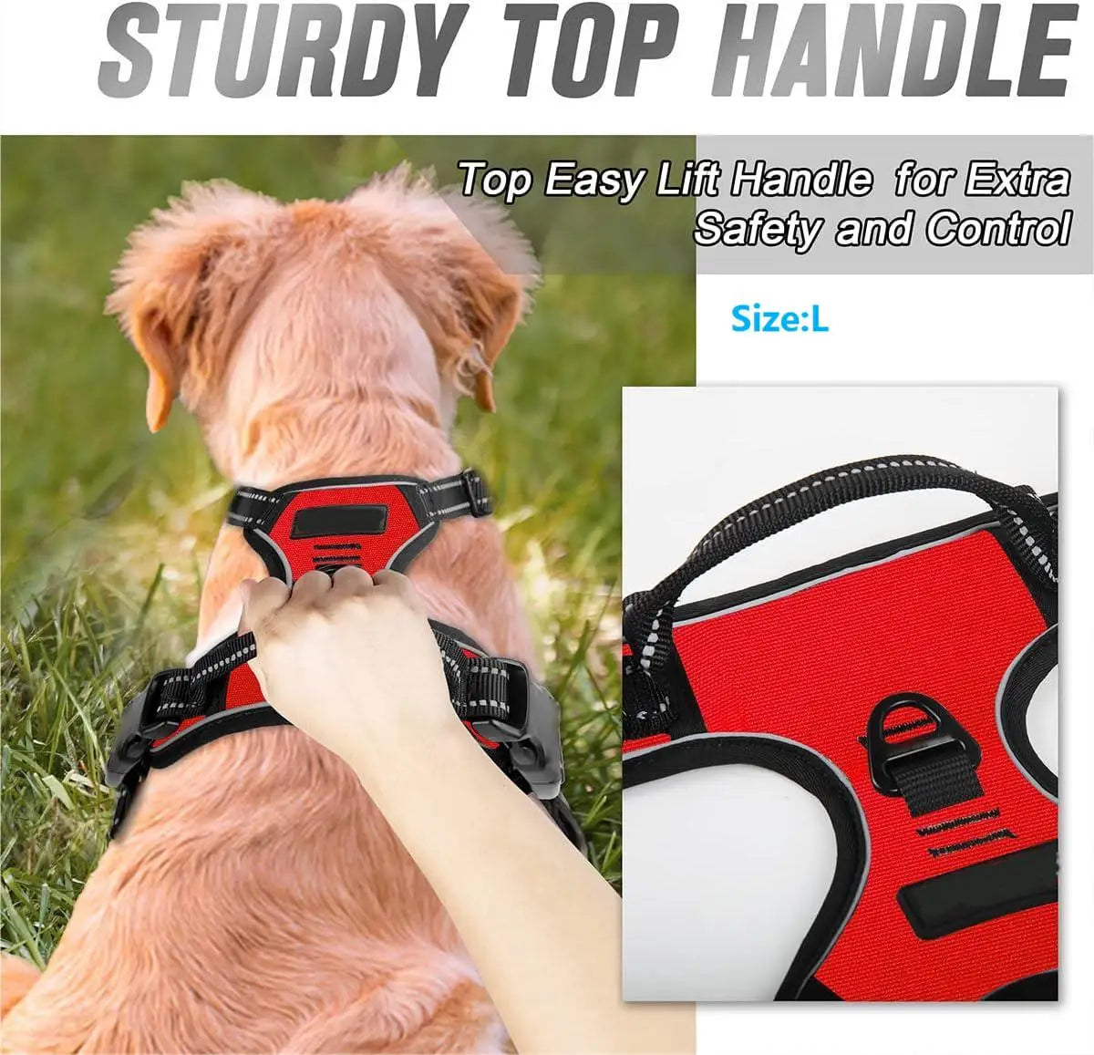 No-Pull Dog Harness – Reflective Front Clip with Control Handle