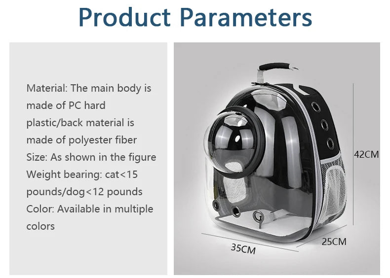 Breathable Pet Carrier Backpack – Travel Bag for Cats & Small Dogs