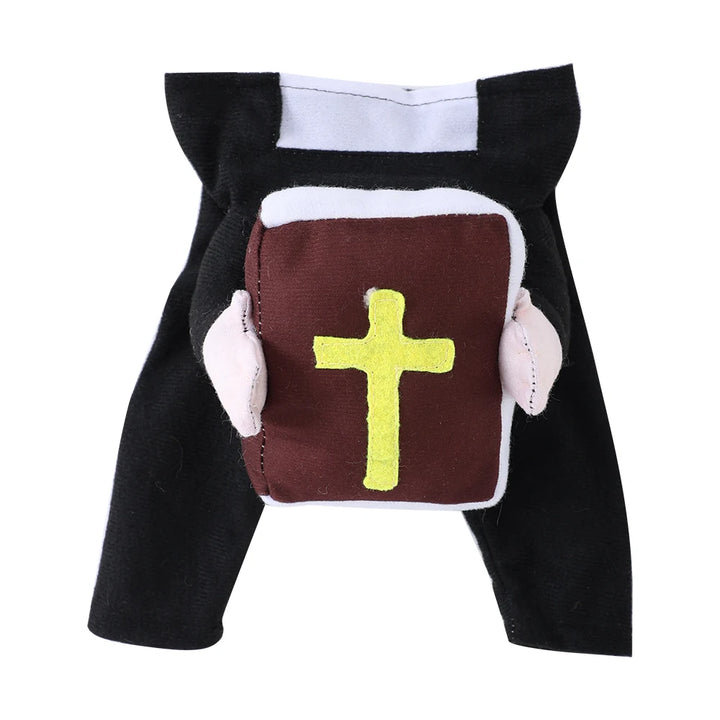 Funny Halloween Dog Costume – Pastor Style Pet Outfit with Cross