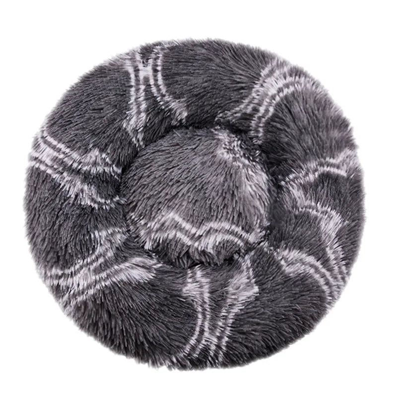 Round Plush Pet Bed – Warm Washable Dog & Cat Sofa