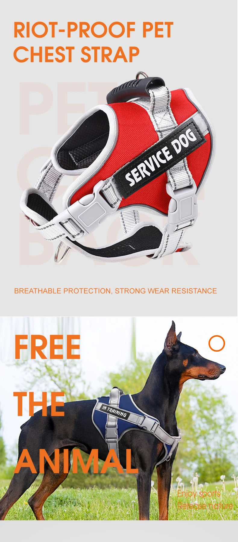 Service Dog Vest Harness – No Pull Large Dog Control Strap