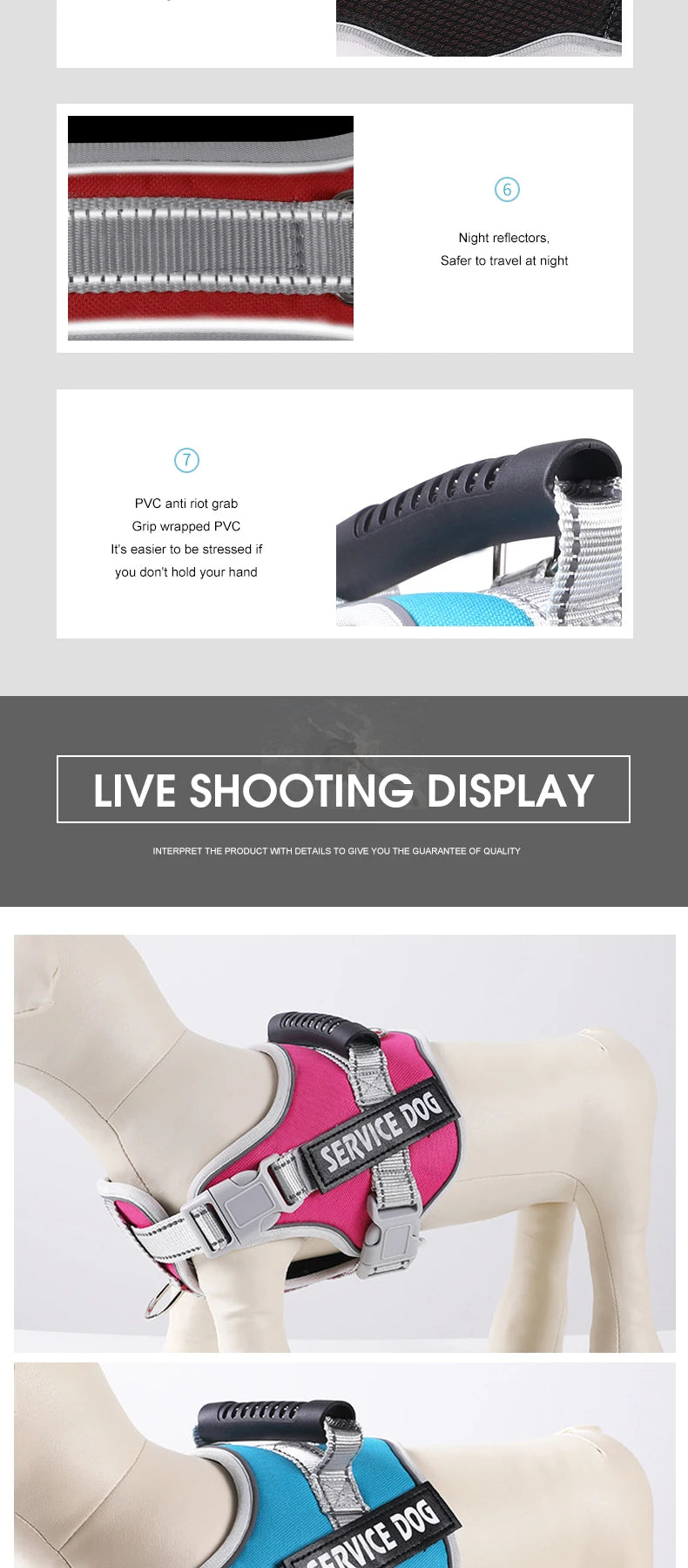 Service Dog Vest Harness – No Pull Large Dog Control Strap