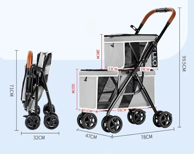 Portable Pet Stroller with Wheels