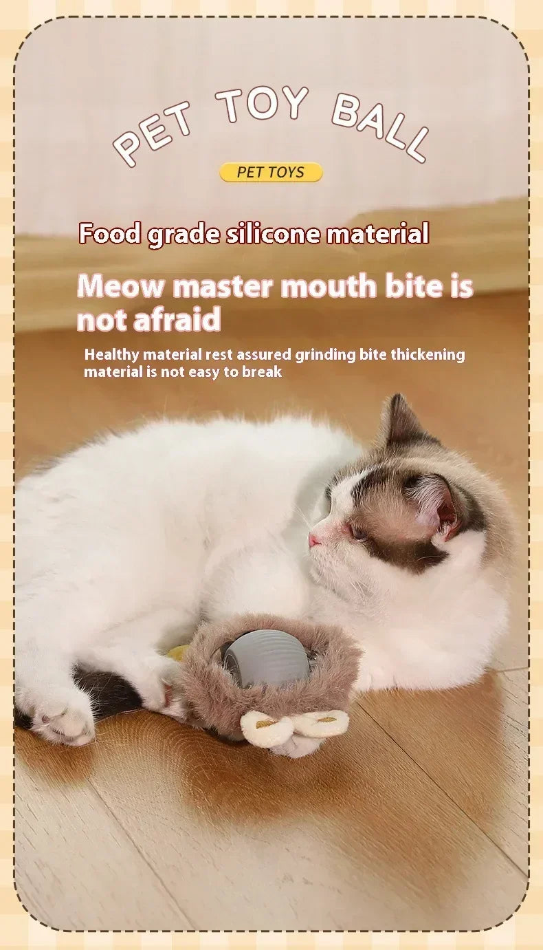 Rechargeable Interactive Cat Toy Ball – Automatic Rolling Pet Toy with Tail