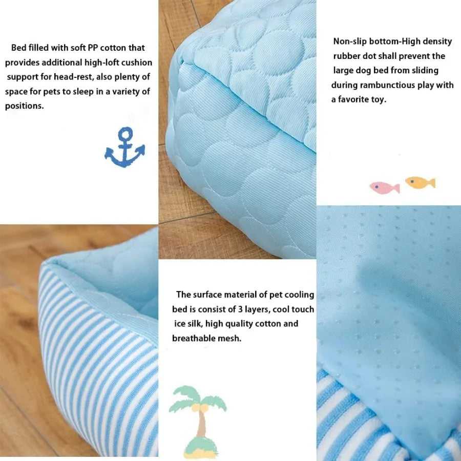 Ice Silk Dog Cooling Bed – Summer Pet Sleeping Mat