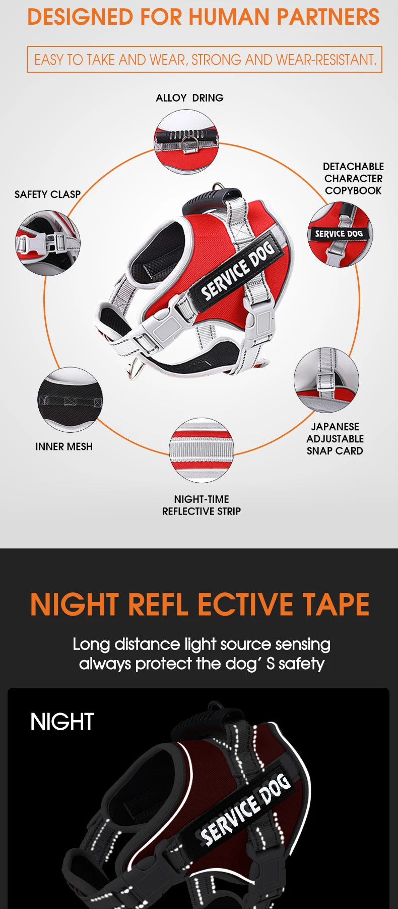 Service Dog Vest Harness – No Pull Large Dog Control Strap