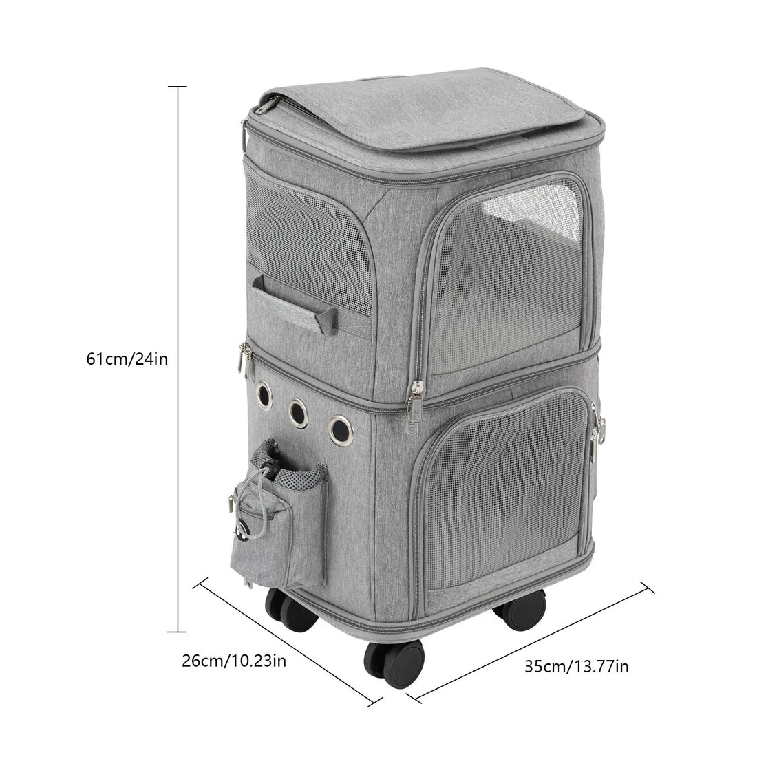 Double-Compartment Pet Rolling Carrier – Ventilated Cat & Small Dog Travel Bag