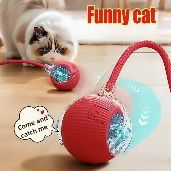 Rechargeable Interactive Cat Toy Ball – Automatic Rolling Pet Toy with Tail