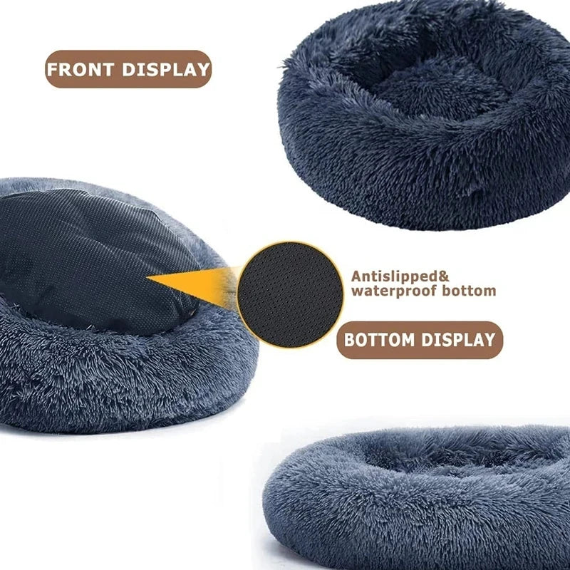 Super Soft Plush Cat Bed – Washable Donut Bed for All Cats