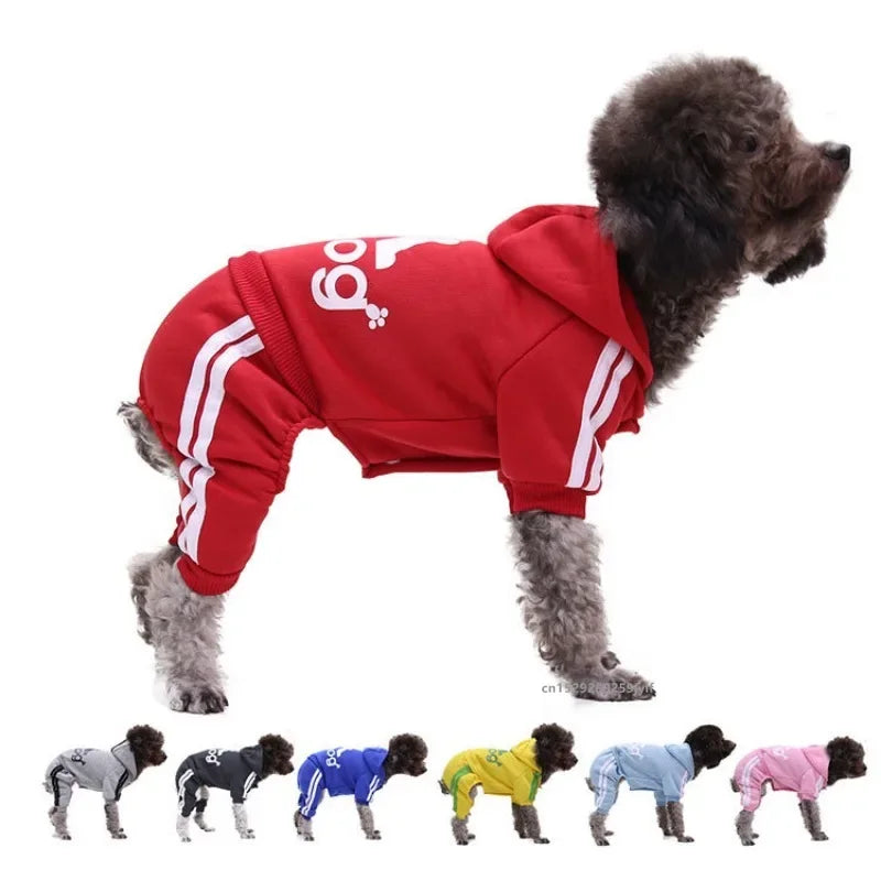 Winter Dog Hoodie Jumpsuit – Warm Pet Sweatshirt for Small to Large Dogs