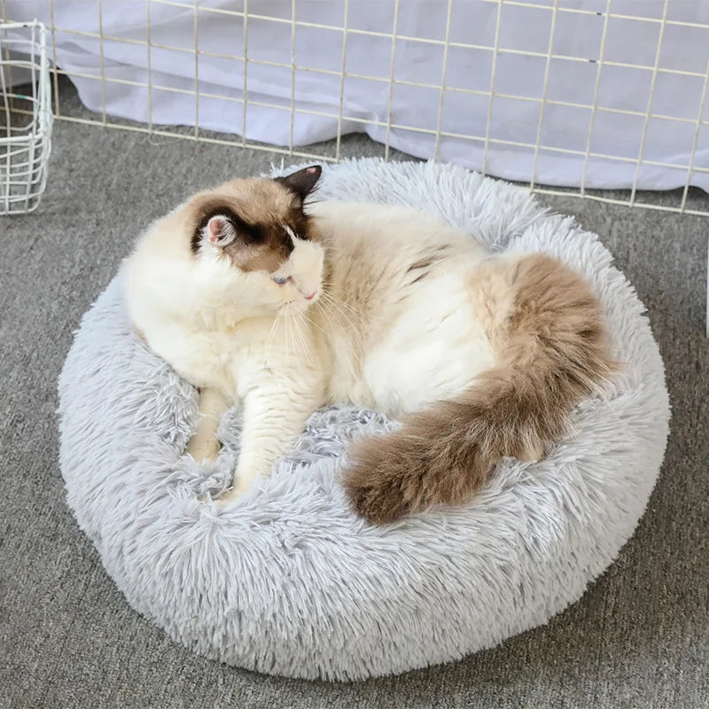 Super Soft Plush Cat Bed – Washable Donut Bed for All Cats