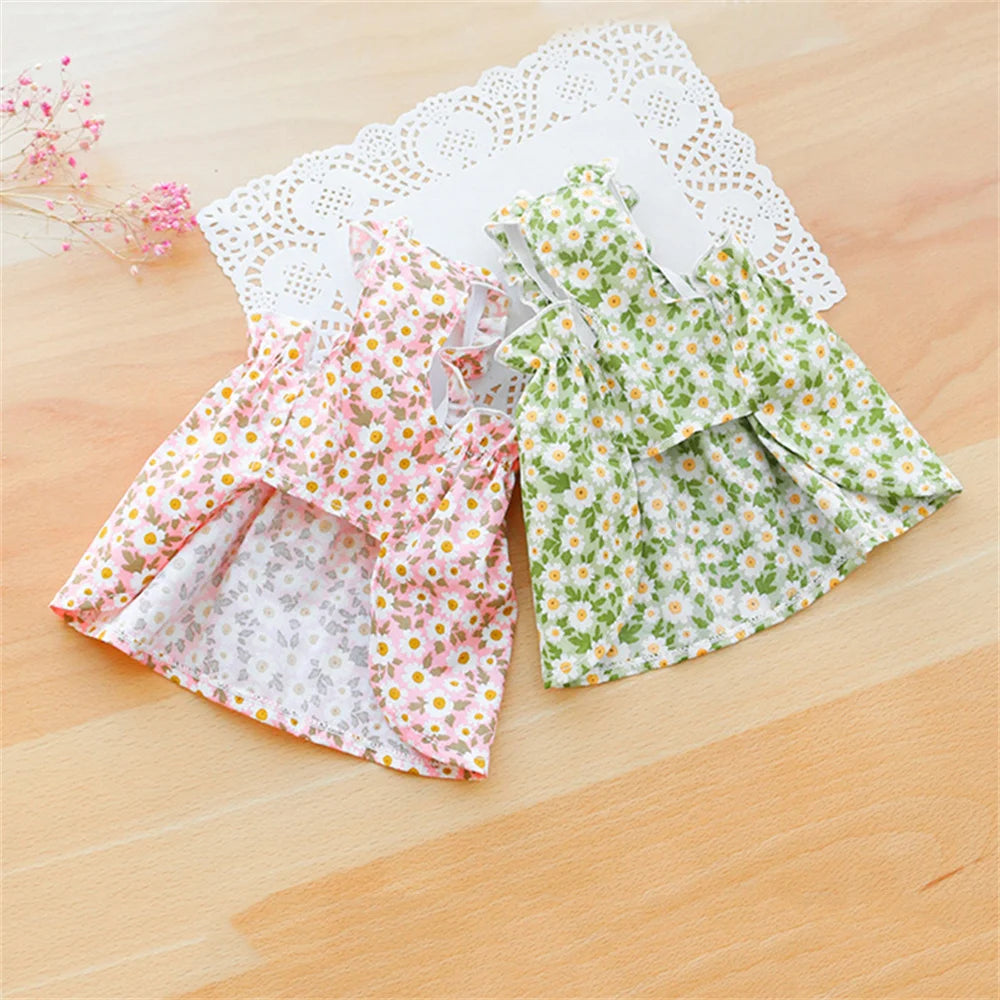 Summer Cotton Cat & Small Dog Suspender Dress – Floral Princess Outfit