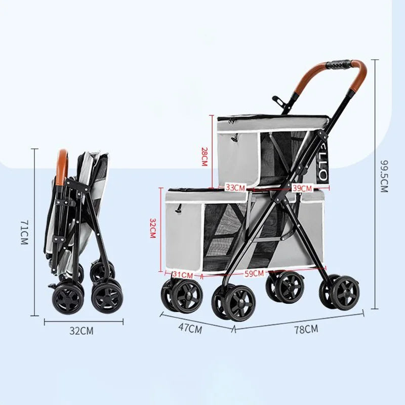 Portable Pet Stroller with Wheels