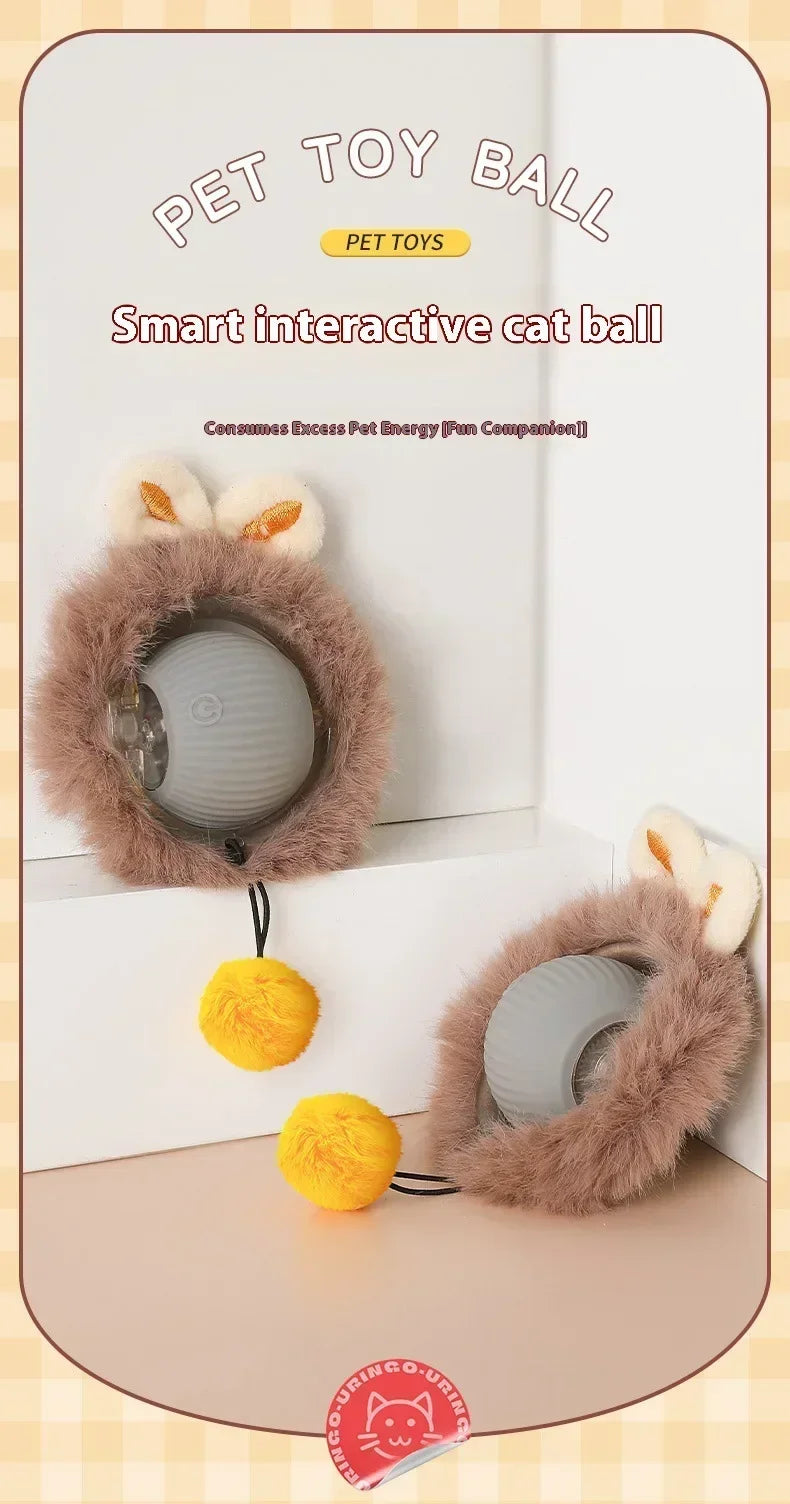 Rechargeable Interactive Cat Toy Ball – Automatic Rolling Pet Toy with Tail