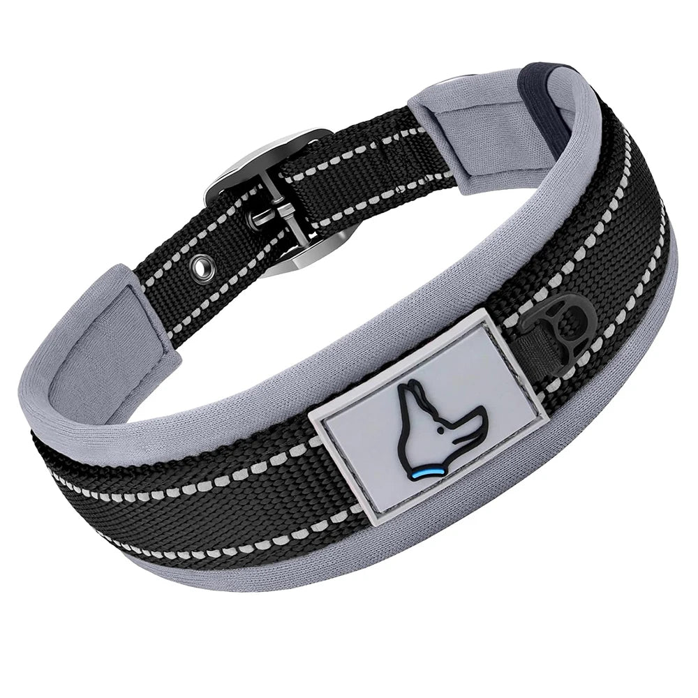 Padded Reflective Dog Collar – Adjustable Nylon Neoprene for All Sizes