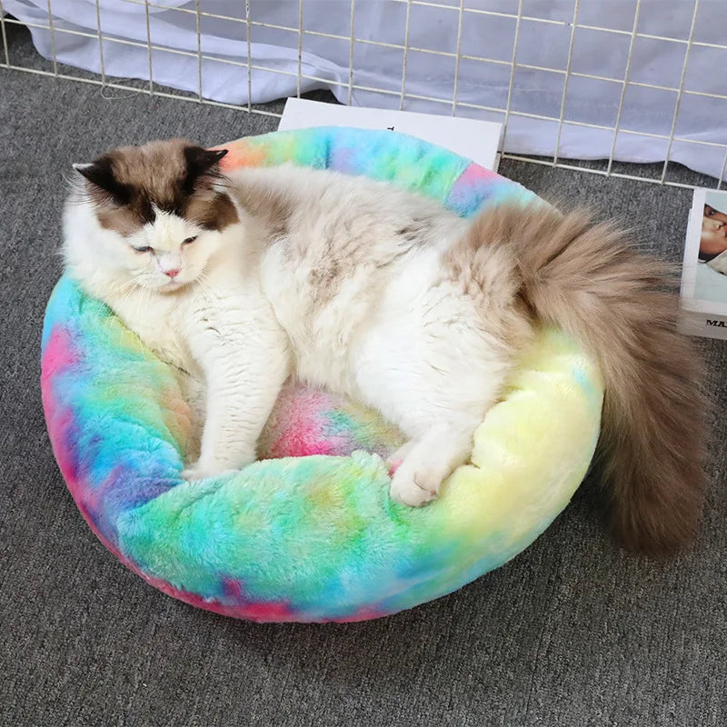 Super Soft Plush Cat Bed – Washable Donut Bed for All Cats
