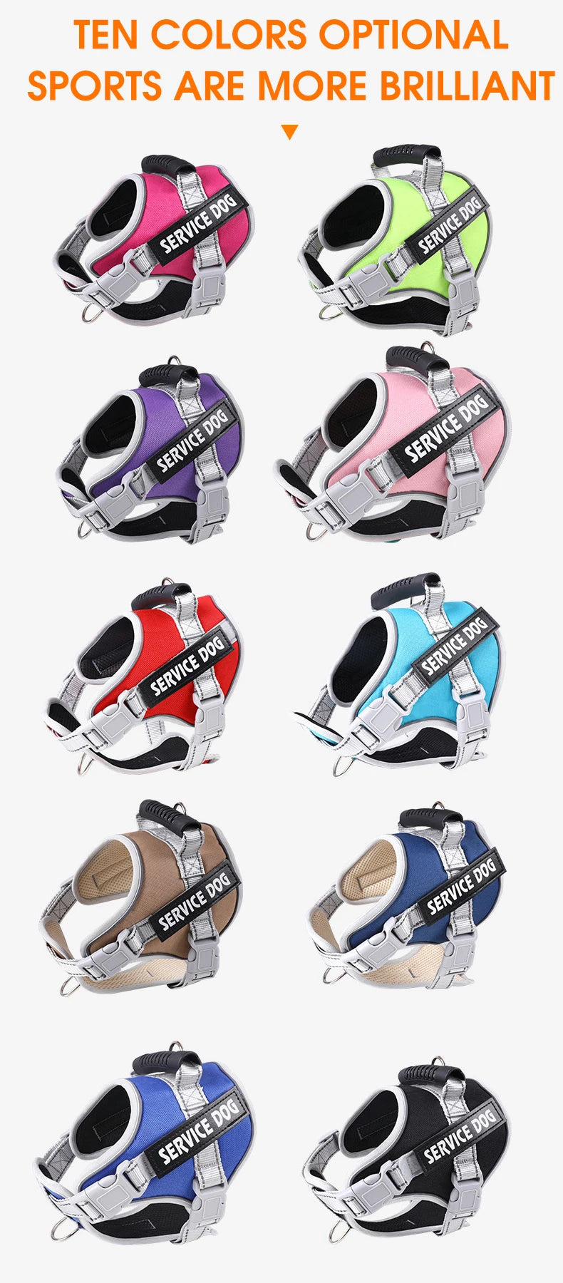 Service Dog Vest Harness – No Pull Large Dog Control Strap