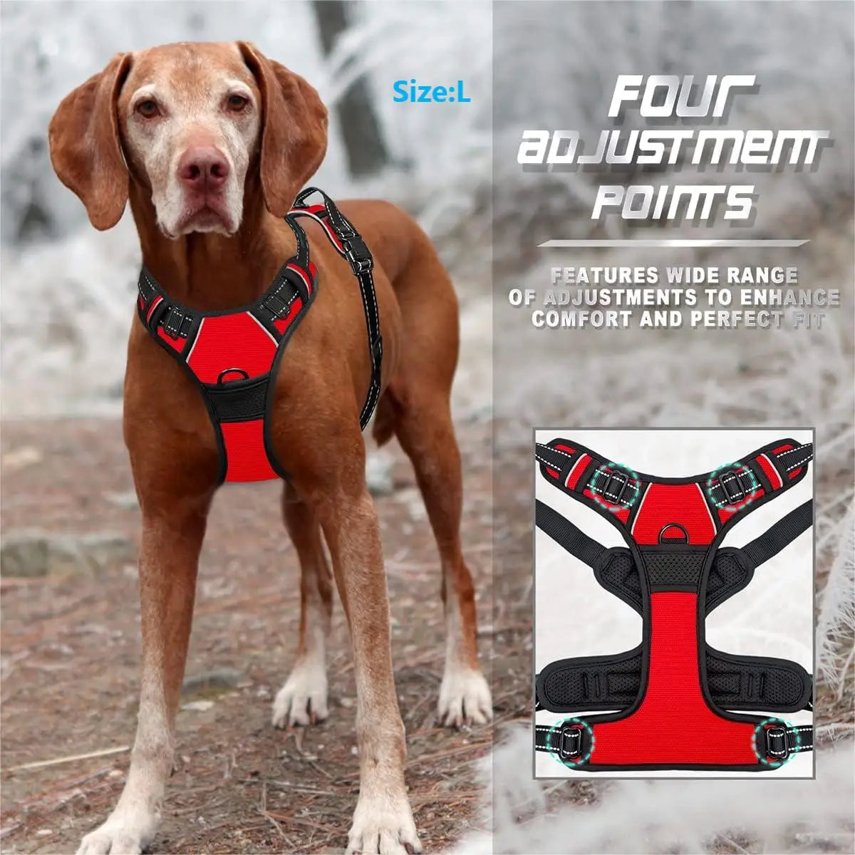 No-Pull Dog Harness – Reflective Front Clip with Control Handle